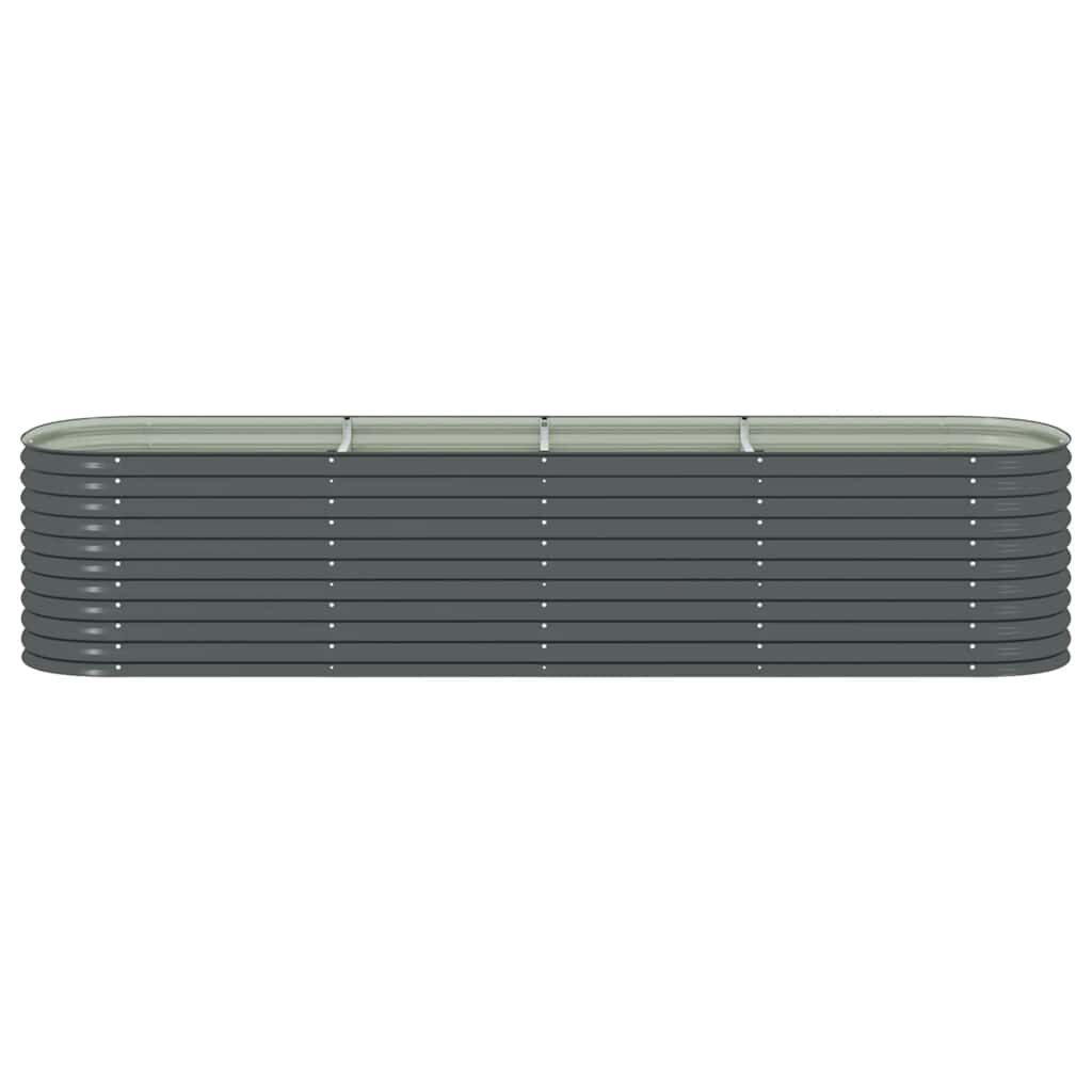 vidaXL Garden Raised Bed 400x80x81 cm Galvanised Steel Grey