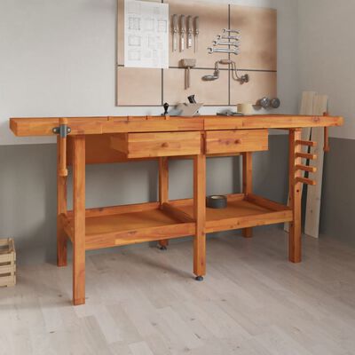 vidaXL Workbench with Drawers and Vices 192x62x83 cm Solid Wood Acacia,  vidaXL Workbench with Drawers and Vices 192x62x83 cm Solid Wood Acacia