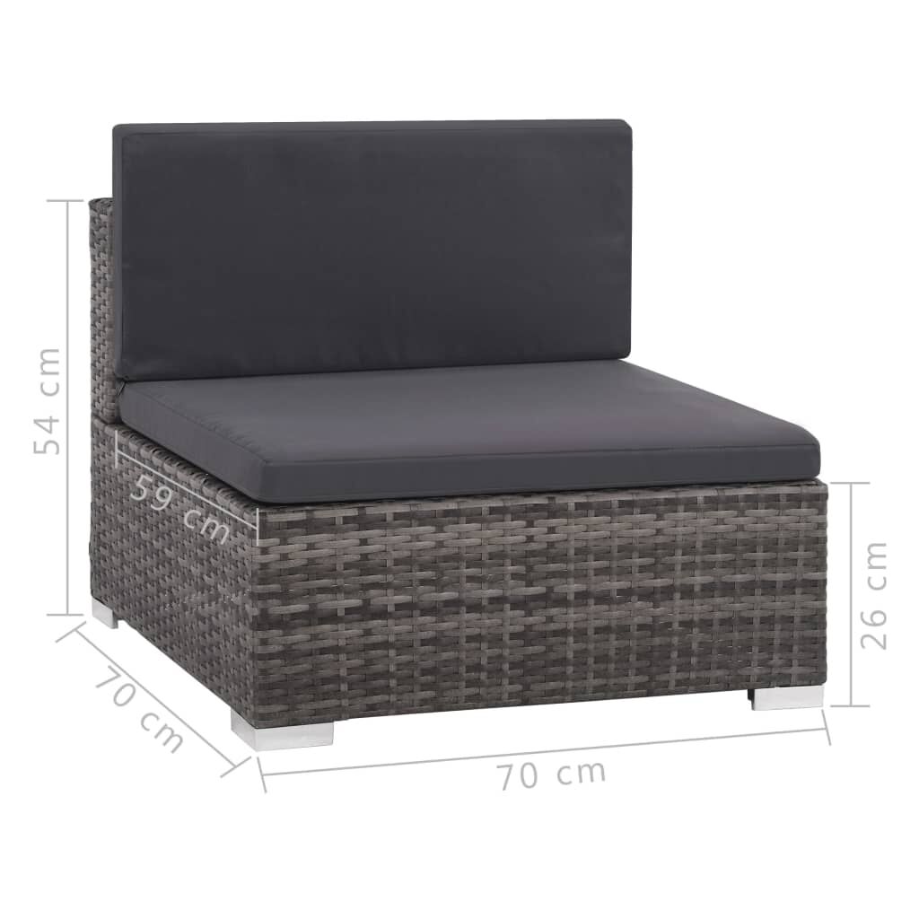 vidaXL 7 Piece Garden Lounge Set with Cushions Poly Rattan Grey