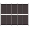 vidaXL 5-Panel Room Divider Brown 250x200 cm Fabric