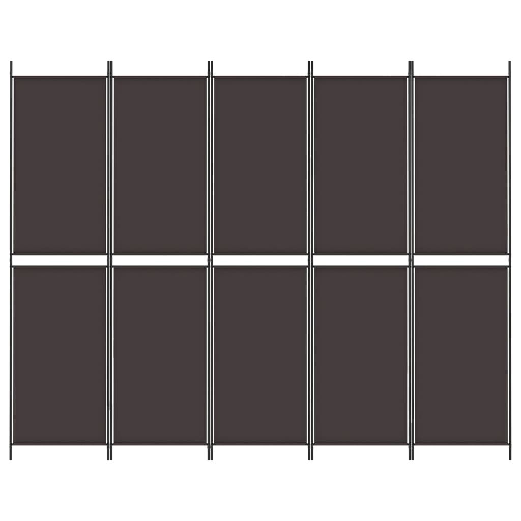 vidaXL 5-Panel Room Divider Brown 250x200 cm Fabric