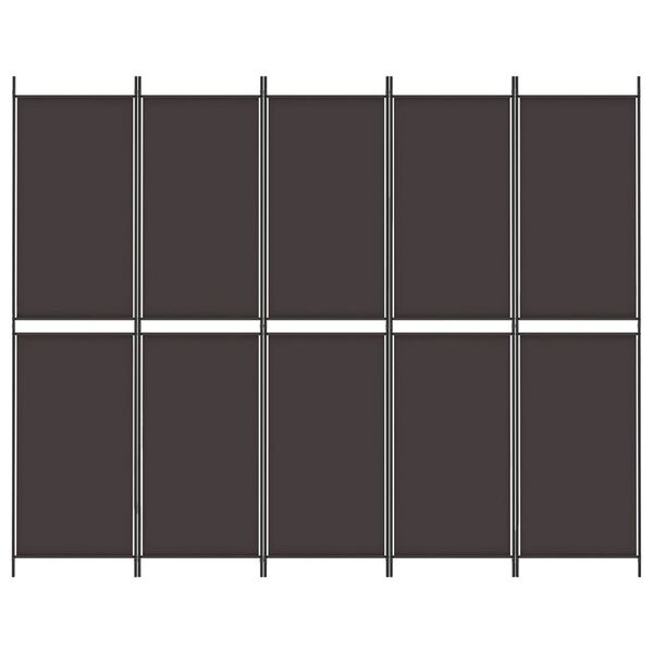 vidaXL 5-Panel Room Divider Brown 250x200 cm Fabric