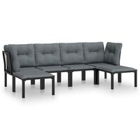 vidaXL 6 Piece Garden Lounge Set Black and Grey Poly Rattan,  vidaXL 6 Piece Garden Lounge Set Black and Grey Poly Rattan