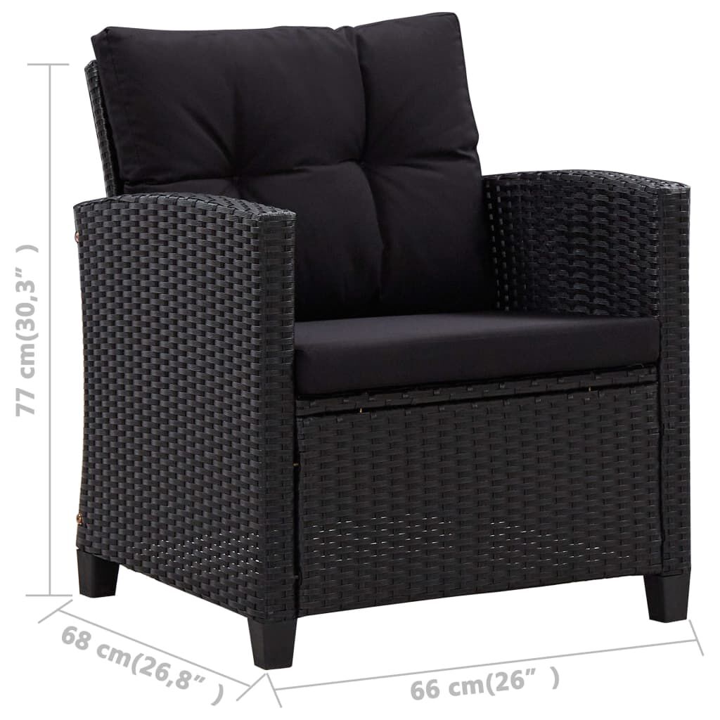 vidaXL 6 Piece Garden Sofa Set with Cushions Poly Rattan Black