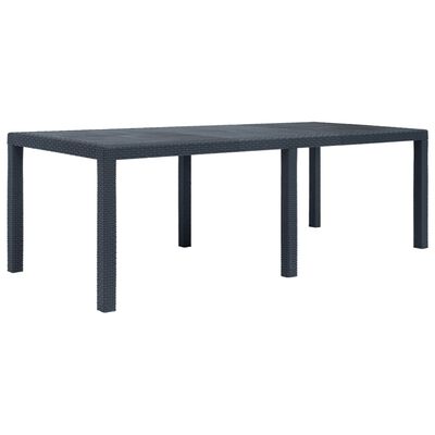 vidaXL Garden Table Anthracite 220x90x72 cm Plastic Rattan Look, anthracite vidaXL Garden Table Anthracite 220x90x72 cm Plastic Rattan Look