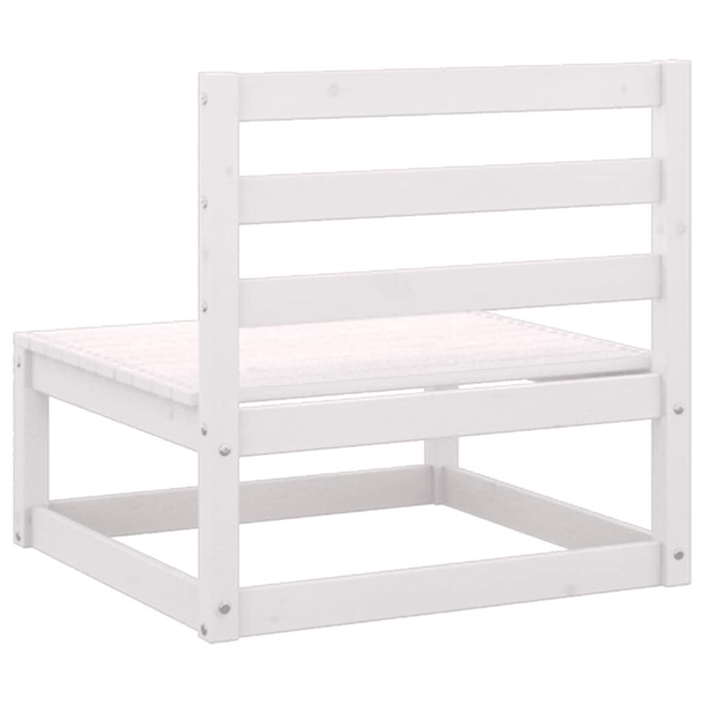 vidaXL Garden Middle Sofa with Anthracite Cushions White Solid Pinewood