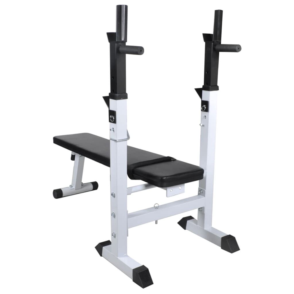 vidaXL Workout Bench with Weight Rack, Barbell and Dumbbell Set 30.5kg