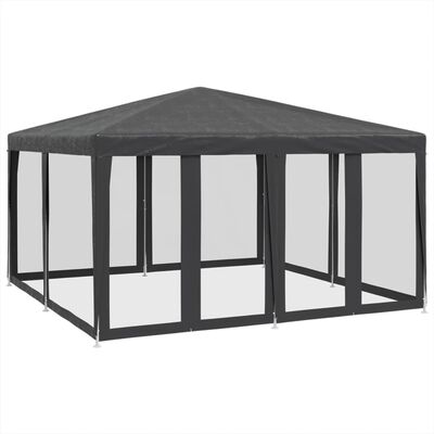 vidaXL Party Tent with 8 Mesh Sidewalls Anthracite 4x4 m HDPE, anthracite vidaXL Party Tent with 8 Mesh Sidewalls Anthracite 4x4 m HDPE
