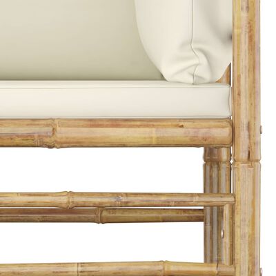 vidaXL 2 Piece Garden Lounge Set with Cream White Cushions Bamboo