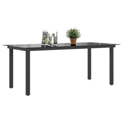 vidaXL Garden Table Black 190x90x74 cm Aluminium and Glass,  vidaXL Garden Table Black 190x90x74 cm Aluminium and Glass
