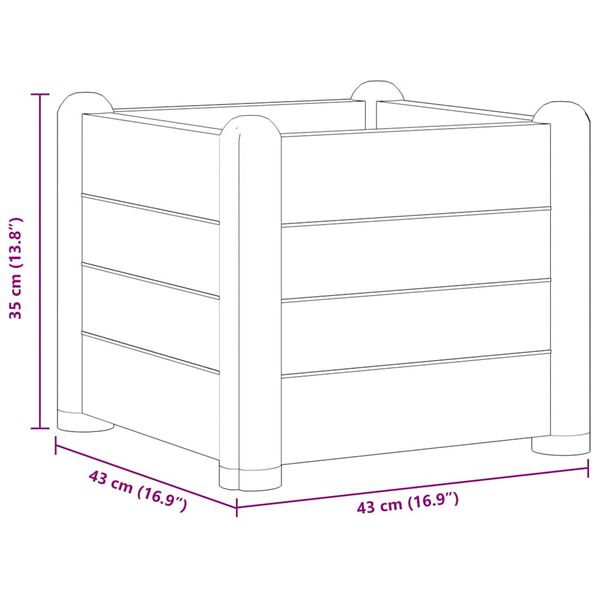vidaXL Garden Raised Bed PP Anthracite 43x43x35 cm