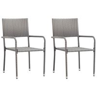 vidaXL Garden Dining Chairs 2 pcs Stackable Grey Poly Rattan, grey vidaXL Garden Dining Chairs 2 pcs Stackable Grey Poly Rattan