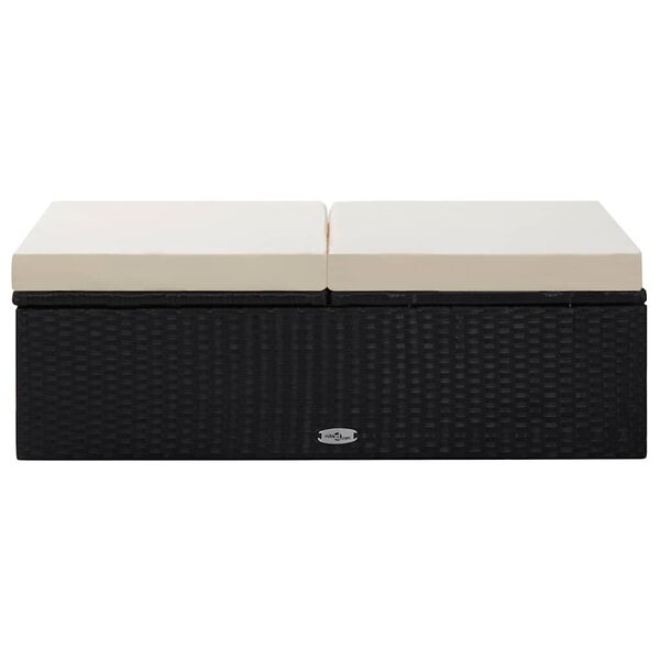 vidaXL 2 Piece Garden Lounge Set with Cushions Poly Rattan Black