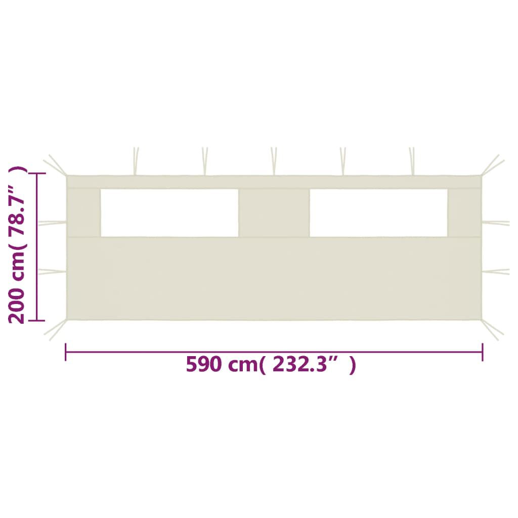 vidaXL Gazebo Sidewall with Windows 6x2 m Cream