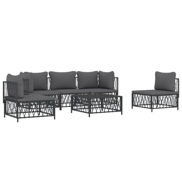 vidaXL 6 Piece Garden Lounge Set with Cushions Anthracite Steel