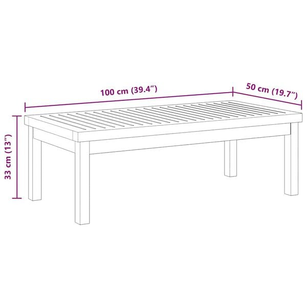vidaXL Coffee Table 100x50x33 cm Solid Acacia Wood