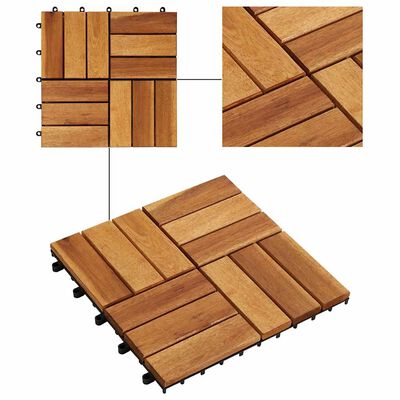 vidaXL 10 pcs Acacia Decking Tiles 30 x 30 cm, brown vidaXL 10 pcs Acacia Decking Tiles 30 x 30 cm