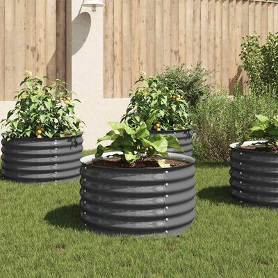 vidaXL Garden Raised Bed 80x80x44 cm Galvanised Steel Grey, grey vidaXL Garden Raised Bed 80x80x44 cm Galvanised Steel Grey