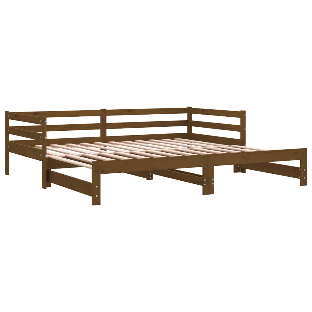 vidaXL Pull-out Day Bed without Mattress Honey Brown 2x(90x200)cm
