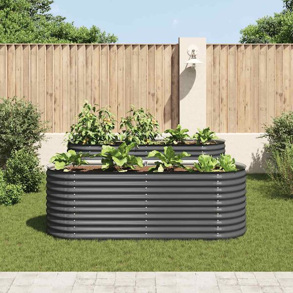 vidaXL Garden Raised Bed 240x80x81 cm Galvanised Steel Grey