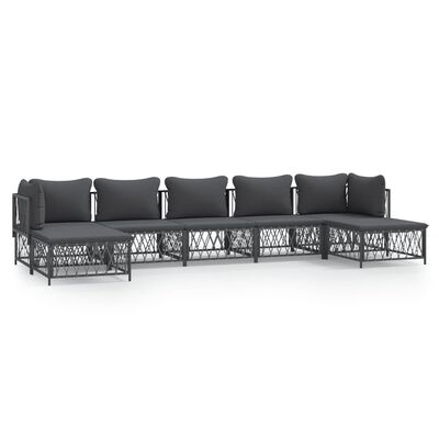 vidaXL 7 Piece Garden Lounge Set with Cushions Anthracite Steel, anthracite vidaXL 7 Piece Garden Lounge Set with Cushions Anthracite Steel