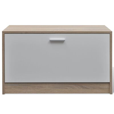 vidaXL Oak and White 3-in-1 Wooden Shoe Cabinet Set, oak vidaXL Oak and White 3-in-1 Wooden Shoe Cabinet Set