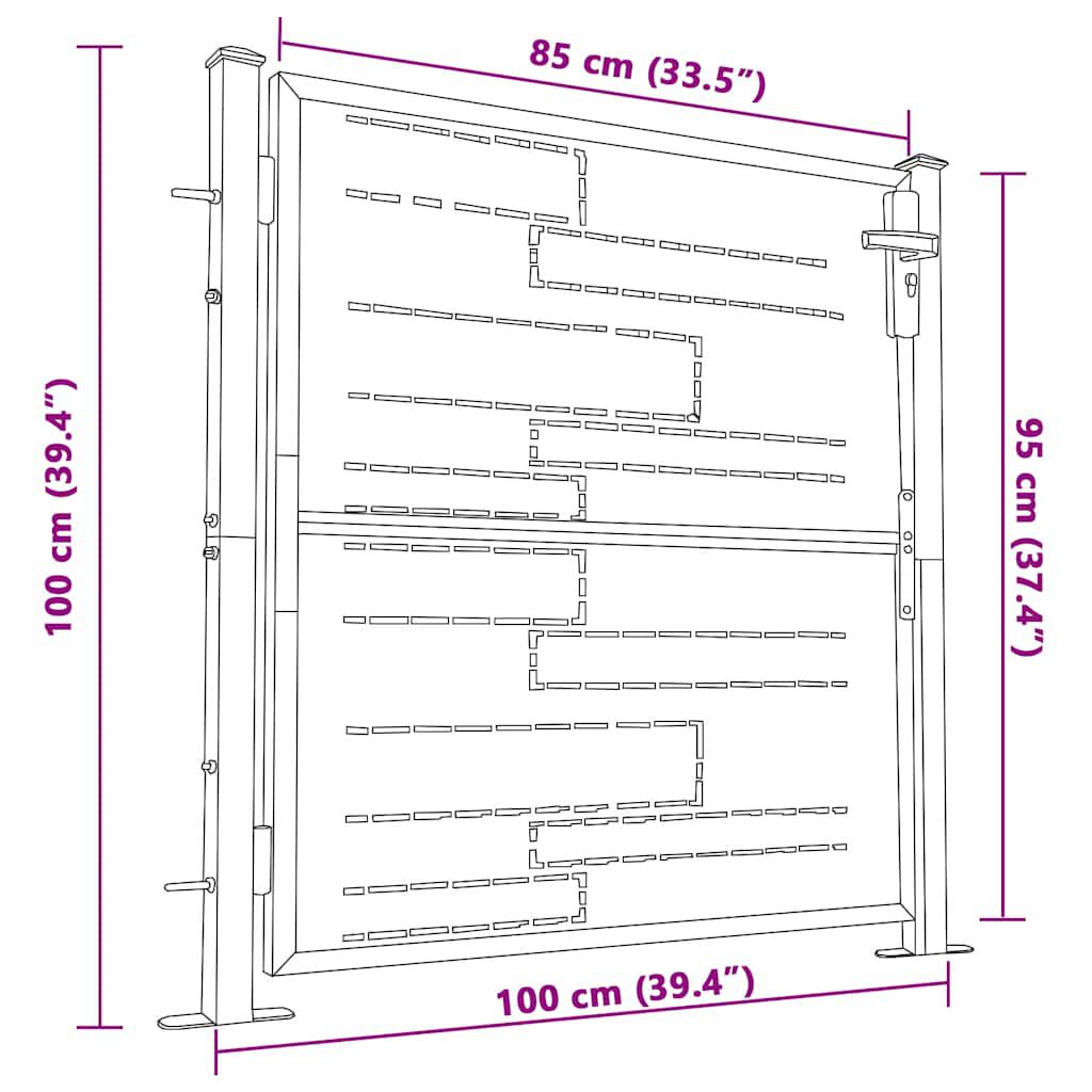 vidaXL Garden Gate 100x100 cm Stainless Steel