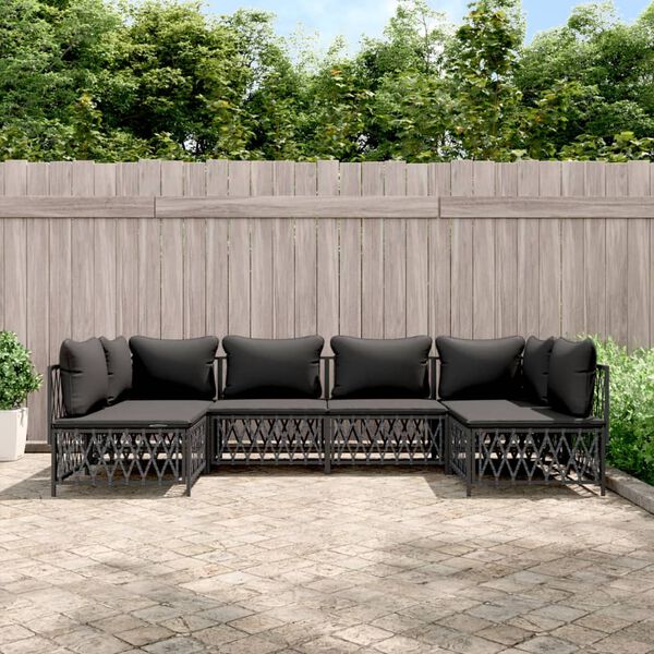 vidaXL 6 Piece Garden Lounge Set with Cushions Anthracite Steel