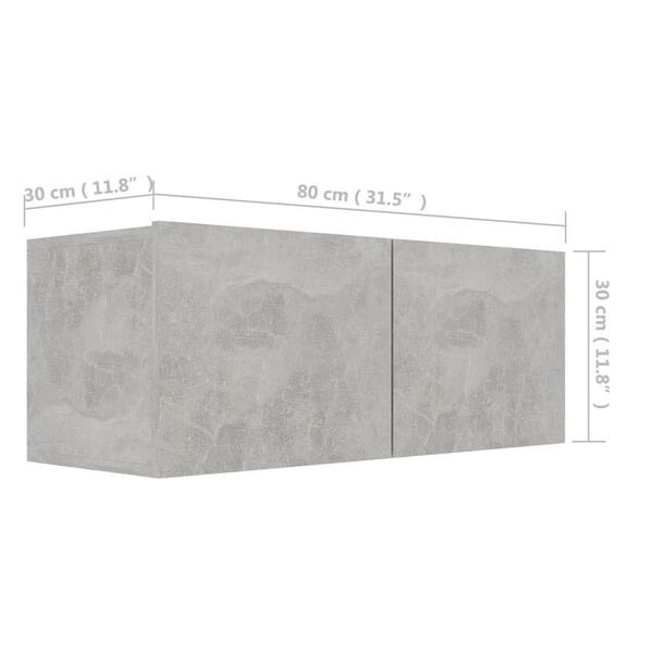 vidaXL TV Cabinet Concrete Grey 80x30x30 cm Engineered Wood