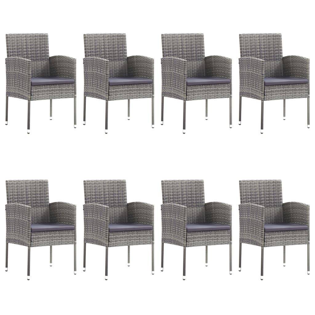 vidaXL 9 Piece Garden Dining Set Poly Rattan Anthracite & Grey