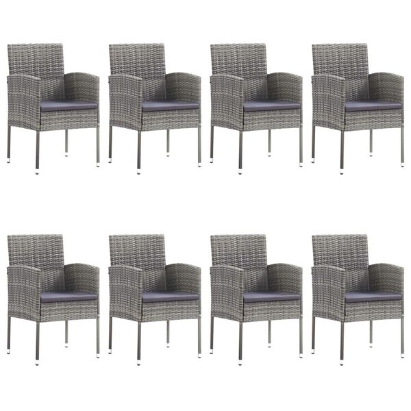 vidaXL 9 Piece Garden Dining Set Poly Rattan Anthracite & Grey