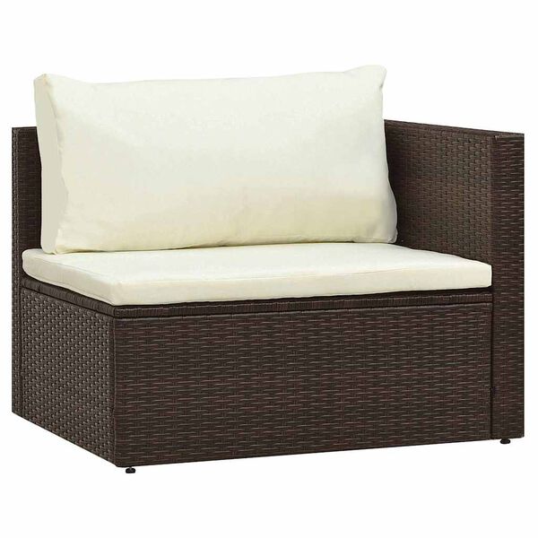vidaXL 5 Piece Garden Lounge Set with Cushions Poly Rattan Brown