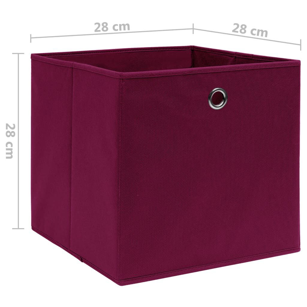 vidaXL Storage Boxes 10 pcs Non-woven Fabric 28x28x28 cm Dark Red