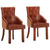 vidaXL Dining Chairs 2 pcs Brown Real Goat Leather