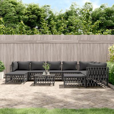 vidaXL 10 Piece Garden Lounge Set with Cushions Anthracite Steel