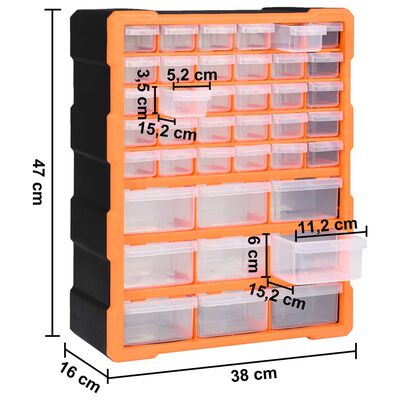 vidaXL Multi-drawer Organiser with 39 Drawers 38x16x47 cm, orange and black vidaXL Multi-drawer Organiser with 39 Drawers 38x16x47 cm