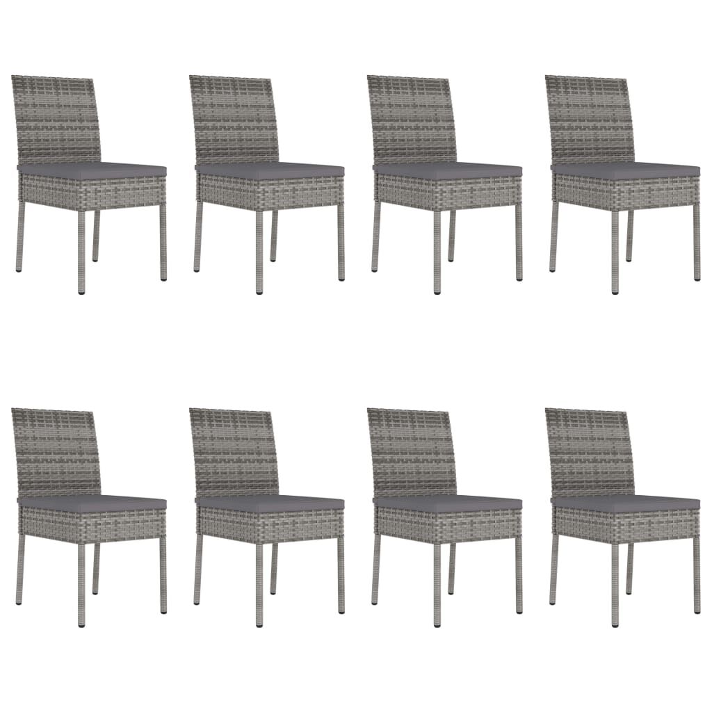 vidaXL 9 Piece Garden Dining Set Poly Rattan Grey