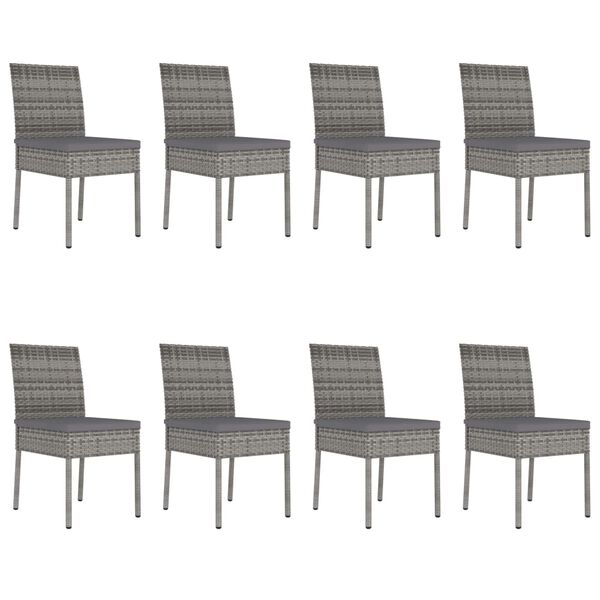 vidaXL 9 Piece Garden Dining Set Poly Rattan Grey