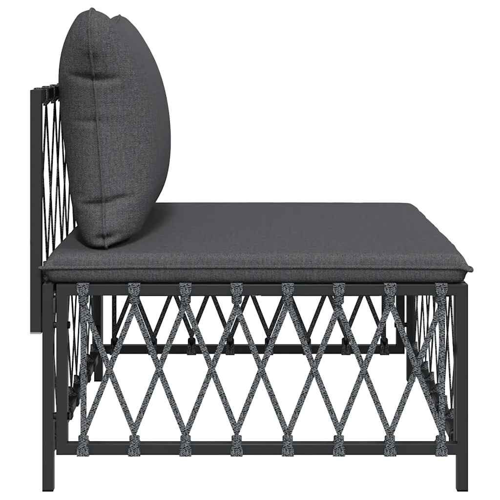 vidaXL Garden Middle Sofa with Cushions Anthracite Woven Fabric