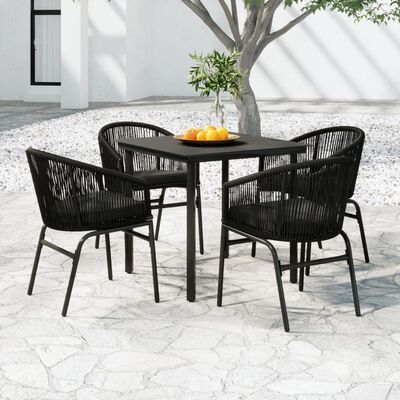 vidaXL 5 Piece Garden Dining Set Black, black vidaXL 5 Piece Garden Dining Set Black