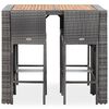 vidaXL 5 Piece Outdoor Bar Set Poly Rattan and Acacia Wood Grey