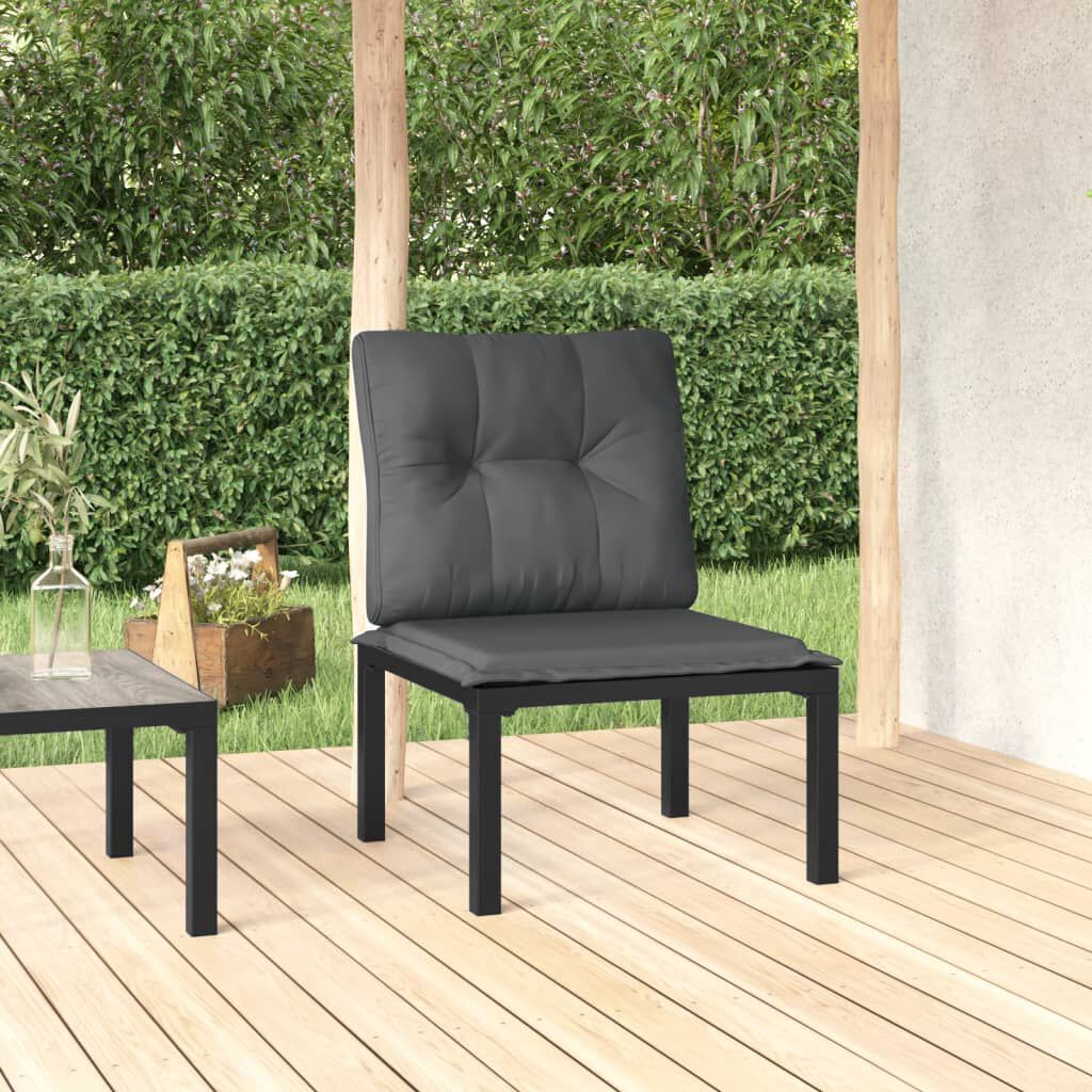 vidaXL Garden Chair with Cushions Black and Grey Poly Rattan