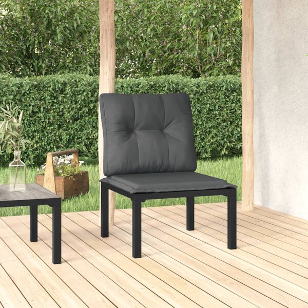 vidaXL Garden Chair with Cushions Black and Grey Poly Rattan