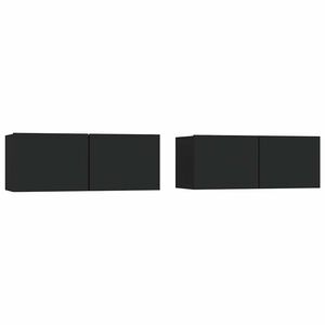 vidaXL 2 Piece TV Cabinet Set Black 80x30x30 cm Engineered Wood