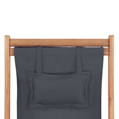 vidaXL Folding Beach Chair Fabric and Wooden Frame Grey, grey vidaXL Folding Beach Chair Fabric and Wooden Frame Grey