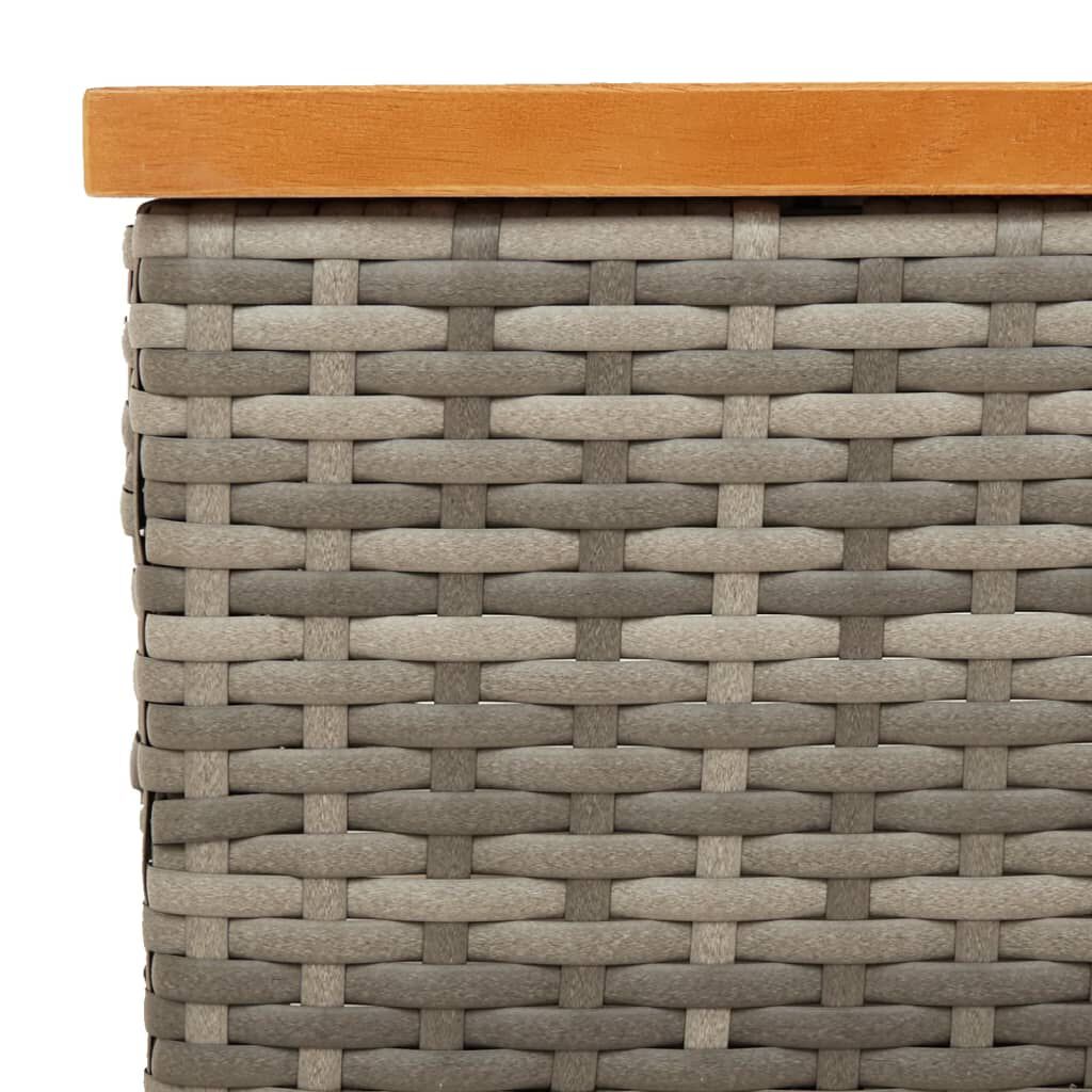vidaXL Garden Table Grey 70x70x25 cm Rattan and Acacia Wood