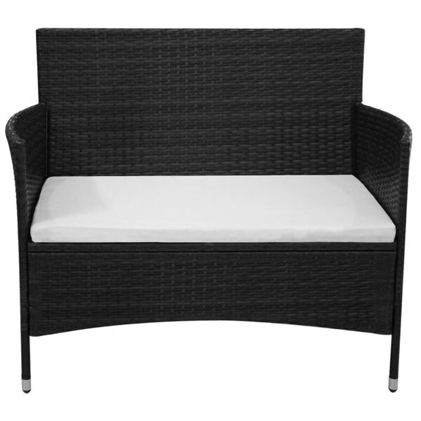 vidaXL 2 Piece Garden Lounge Set with Cushion Poly Rattan Black
