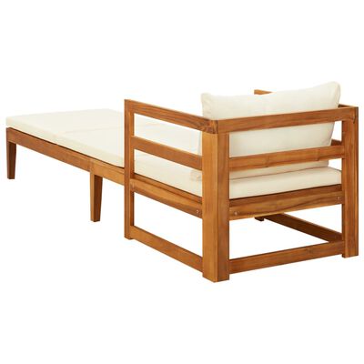 vidaXL Sun Lounger with Cream White Cushions Solid Acacia Wood