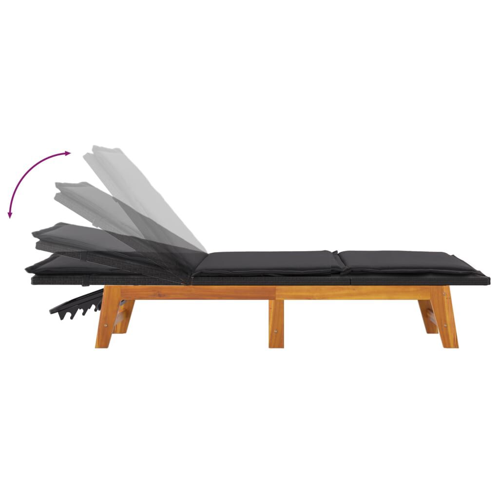 vidaXL Sun Lounger with Cushion Poly Rattan&Solid Wood Acacia