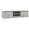 vidaXL TV Cabinet Concrete Grey 140x40x35.5 cm Engineered Wood
